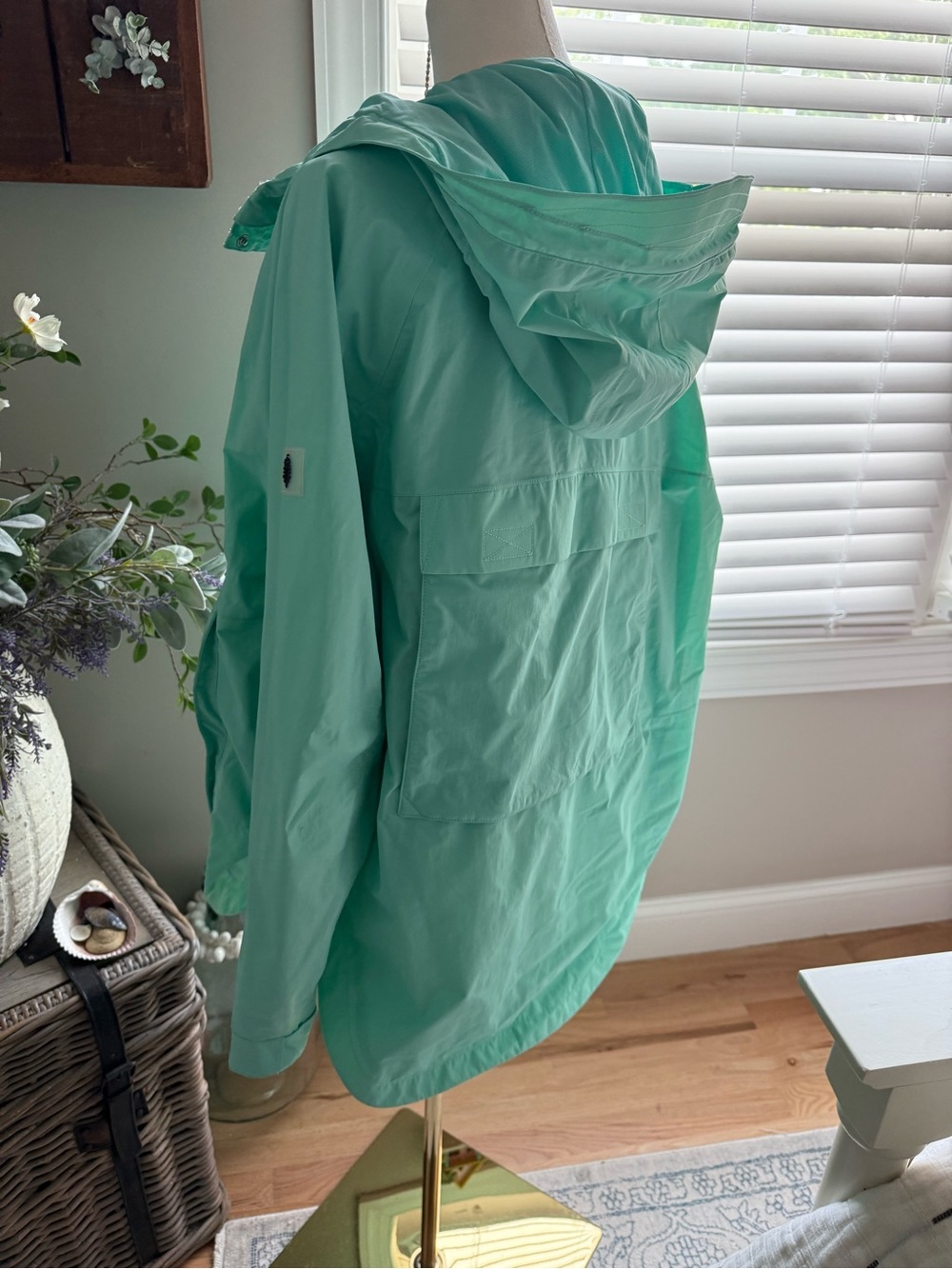 Free People Mint Green Hooded Raincoat - Picture 3 of 3
